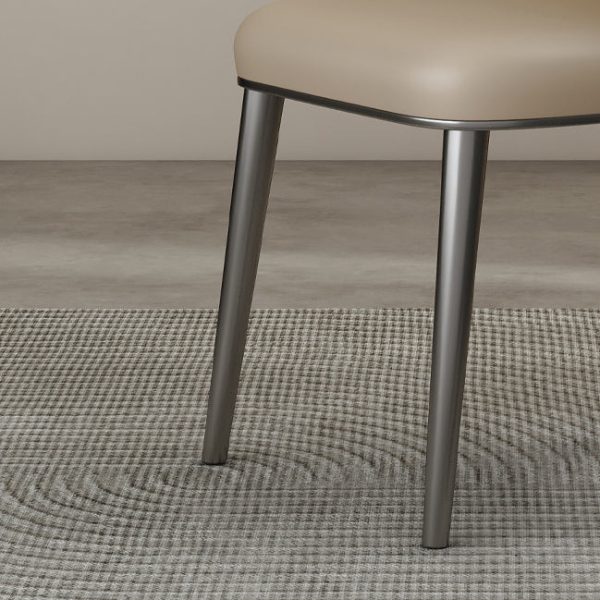 Modern Luxury Microfiber Leather & Carbon Steel Round Cushion Dining Chair With Backrest For Dining Room - Image 7