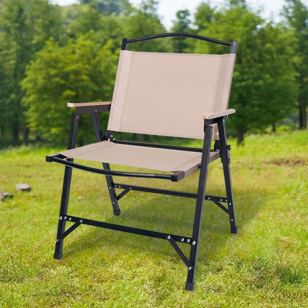 Modern Minimalist Oxford Cloth & Carbon Steel Square Outdoor Chair Foldable Armrest For Outdoor Camping