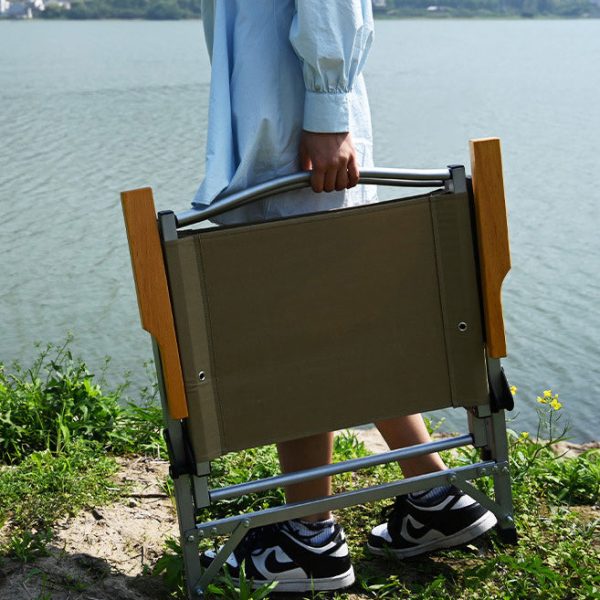 Modern Minimalist Oxford Cloth & Carbon Steel Square Outdoor Chair Foldable Armrest For Outdoor Camping - Image 3