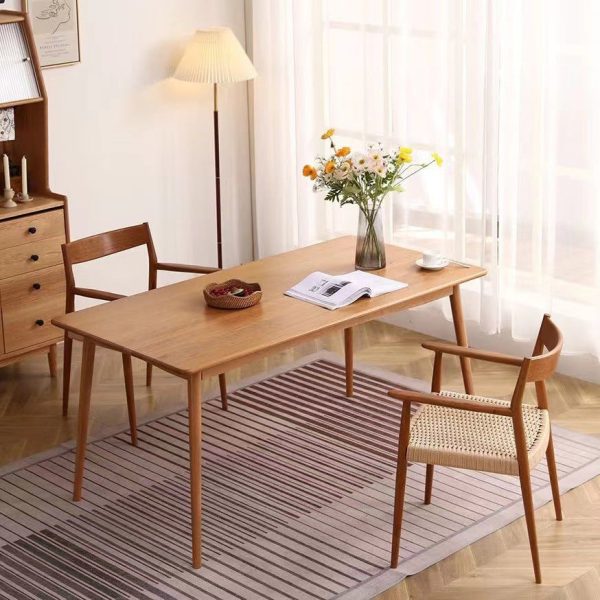 Contemporary Nordic Wood & Rope Square Dining Chair With Armrest & Backrest For Dining Room - Image 19