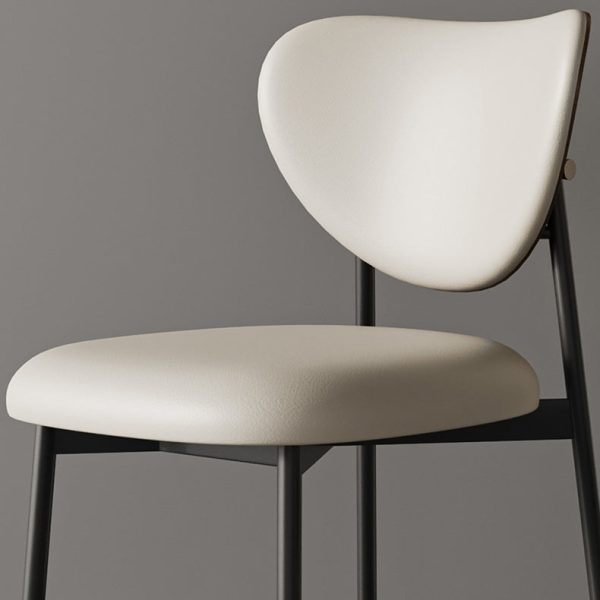 Modern Mid-Century Leather & Metal Upholstered Dining Chair With Backrest For Dining Room - Image 5