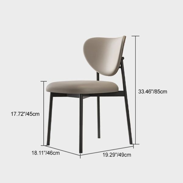 Modern Mid-Century Leather & Metal Upholstered Dining Chair With Backrest For Dining Room - Image 4