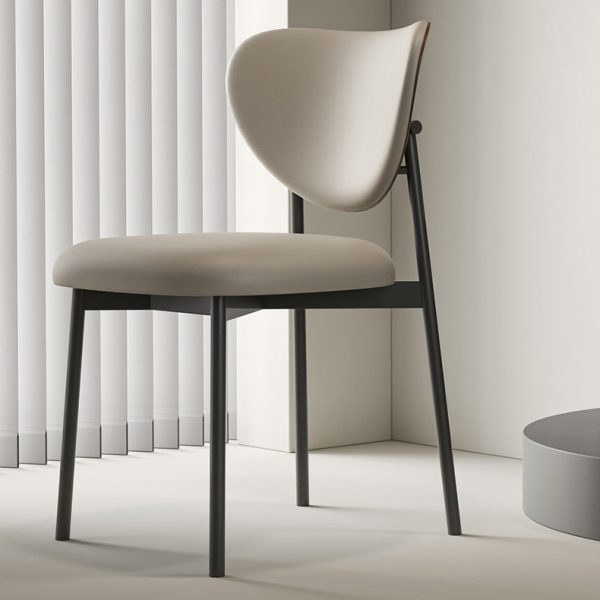 Modern Mid-Century Leather & Metal Upholstered Dining Chair With Backrest For Dining Room - Image 15