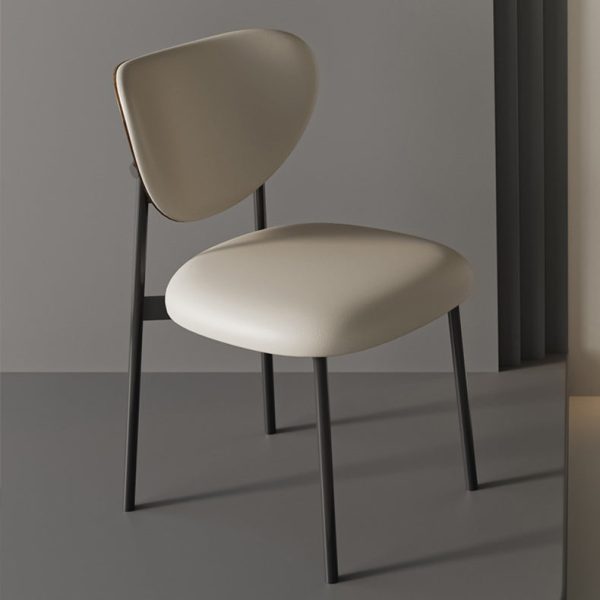 Modern Mid-Century Leather & Metal Upholstered Dining Chair With Backrest For Dining Room - Image 8