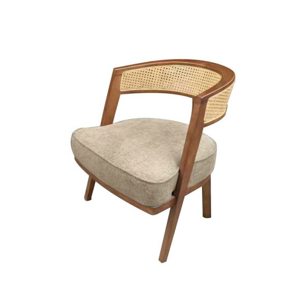 Traditional Japanese Rattan & Wood Weaving Accent Chair With Backrest For Living Room And Dining Room - Image 7