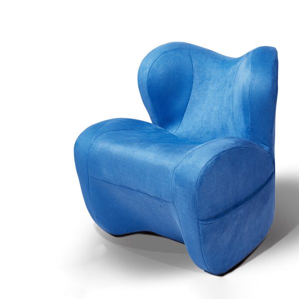 Modern Minimalist Linen & Velvet EPS Curved Accent Chair With Backrest And Storage Pocket For Living Room - Image 8