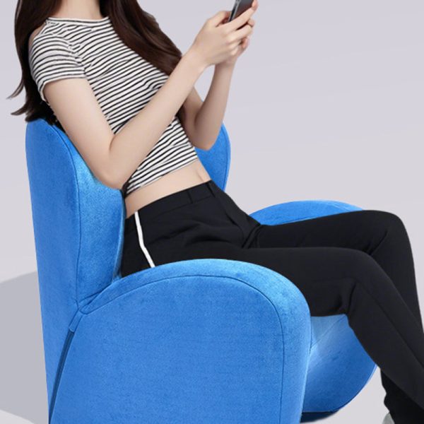 Modern Minimalist Linen & Velvet EPS Curved Accent Chair With Backrest And Storage Pocket For Living Room - Image 4