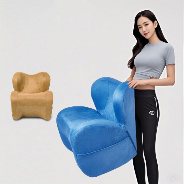 Modern Minimalist Linen & Velvet EPS Curved Accent Chair With Backrest And Storage Pocket For Living Room - Image 3