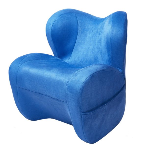 Modern Minimalist Linen & Velvet EPS Curved Accent Chair With Backrest And Storage Pocket For Living Room - Image 7