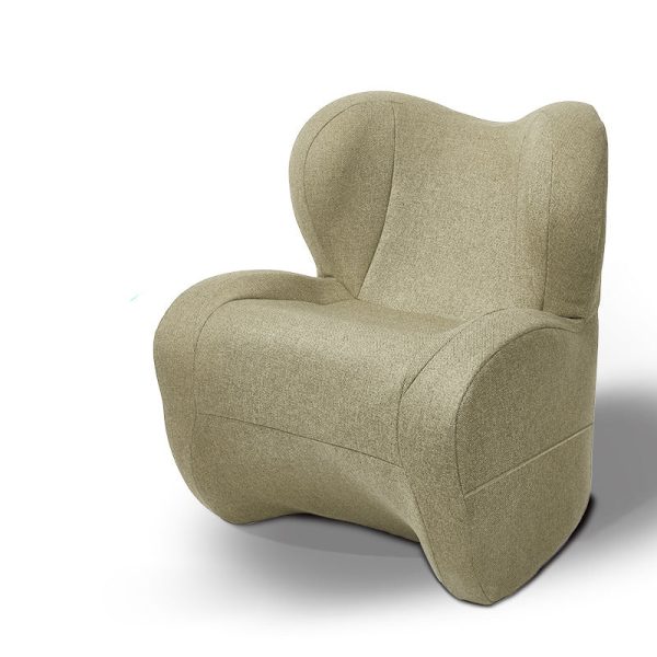Modern Minimalist Linen & Velvet EPS Curved Accent Chair With Backrest And Storage Pocket For Living Room - Image 11