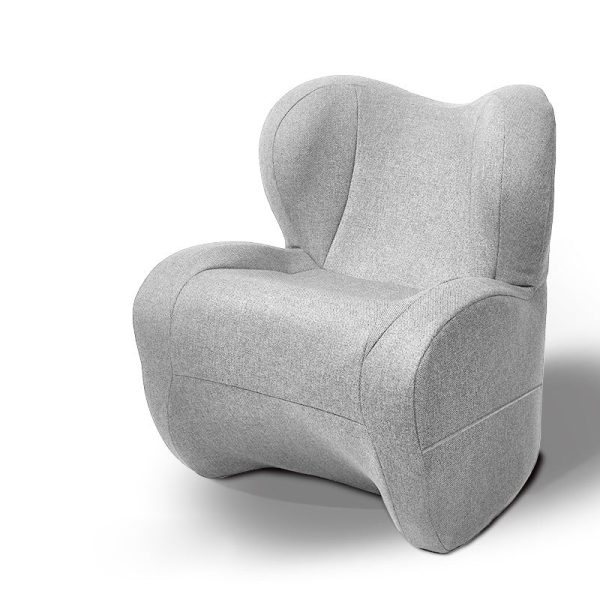Modern Minimalist Linen & Velvet EPS Curved Accent Chair With Backrest And Storage Pocket For Living Room - Image 12