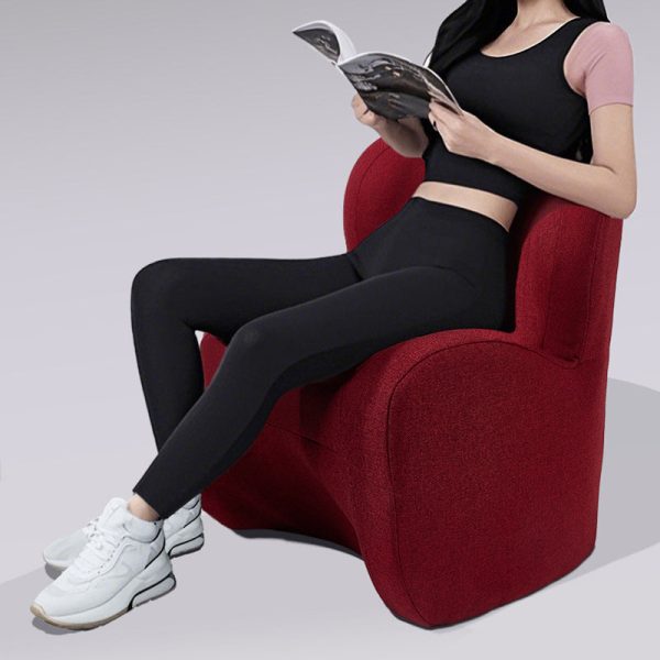 Modern Minimalist Linen & Velvet EPS Curved Accent Chair With Backrest And Storage Pocket For Living Room - Image 13
