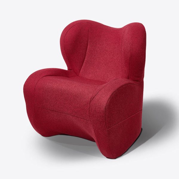 Modern Minimalist Linen & Velvet EPS Curved Accent Chair With Backrest And Storage Pocket For Living Room - Image 14
