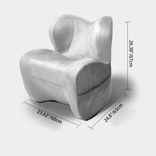 Modern Minimalist Linen & Velvet EPS Curved Accent Chair With Backrest And Storage Pocket For Living Room - Image 6