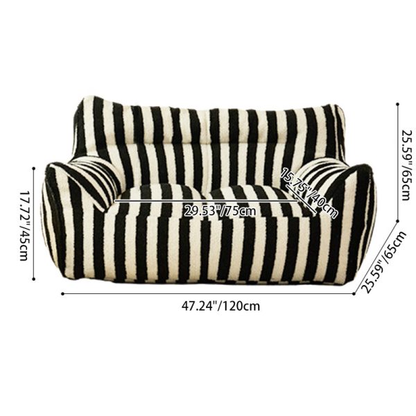 Contemporary Scandinavian Teddy Fleece EPS Striped Square Lazy Sofa Footrest Backrest Armrest For Living Room And Bedroom - Image 10