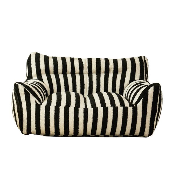 Contemporary Scandinavian Teddy Fleece EPS Striped Square Lazy Sofa Footrest Backrest Armrest For Living Room And Bedroom - Image 23