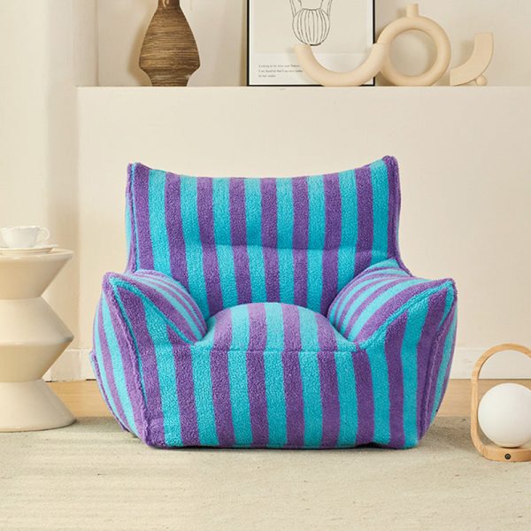 Contemporary Scandinavian Teddy Fleece EPS Striped Square Lazy Sofa Footrest Backrest Armrest For Living Room And Bedroom - Image 18