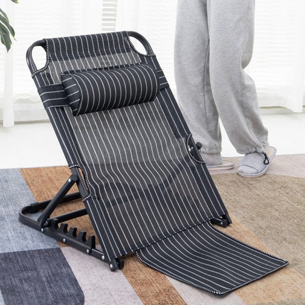Modern Minimalist Fabric & Steel Rectangular Back Chair With Adjustable Recline & Armrests For Living Room & Bedroom - Image 3