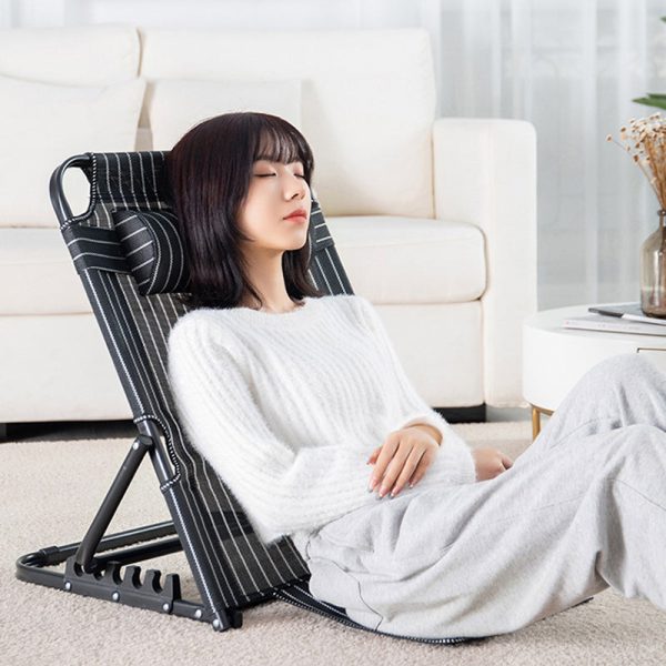 Modern Minimalist Fabric & Steel Rectangular Back Chair With Adjustable Recline & Armrests For Living Room & Bedroom - Image 5