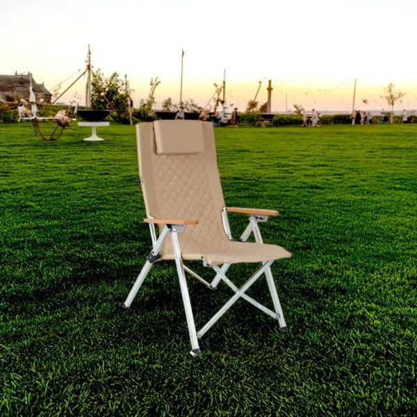 Contemporary Industrial Fabric Beech & Aluminum Rectangular Lattice Back Chair With Armrests & Backrest For Outdoor & Study - Image 3