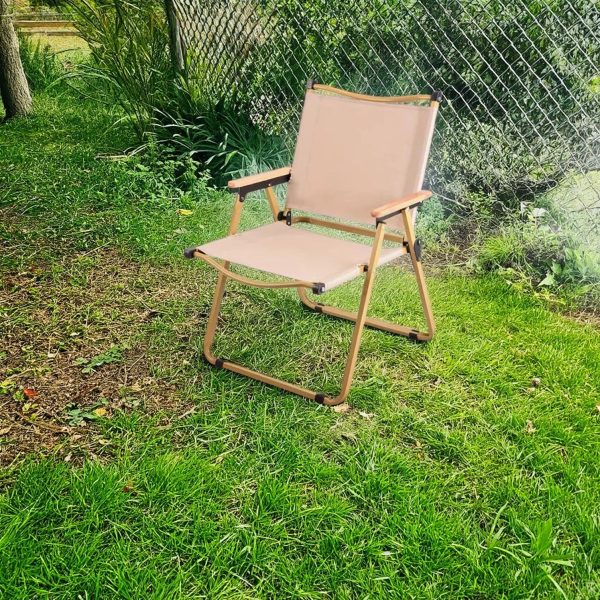 Modern Simplicity Iron Fabric Square Foldable Camping Back Chair With Armrests For Outdoor Patio - Image 6