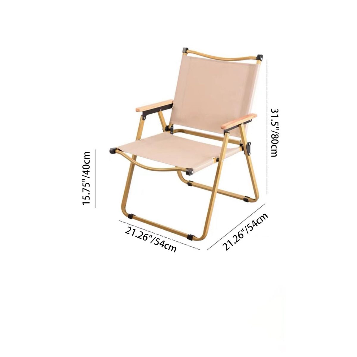 Modern Simplicity Iron Fabric Square Foldable Camping Back Chair With Armrests For Outdoor Patio - Image 9