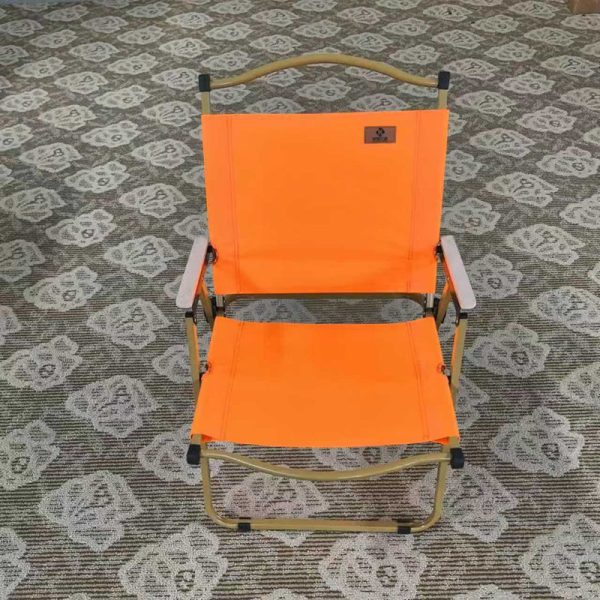 Modern Simplicity Iron Fabric Square Foldable Camping Back Chair With Armrests For Outdoor Patio - Image 3