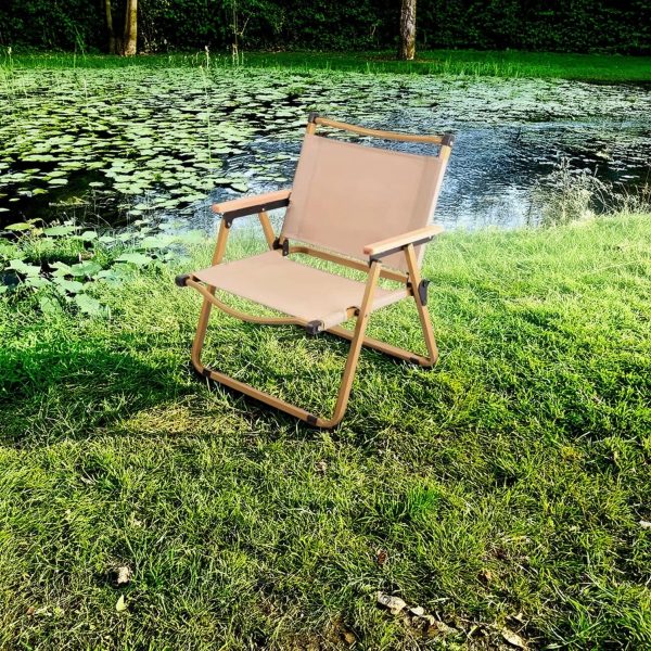 Modern Simplicity Iron Fabric Square Foldable Camping Back Chair With Armrests For Outdoor Patio - Image 18
