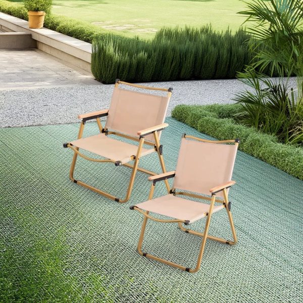 Modern Simplicity Iron Fabric Square Foldable Camping Back Chair With Armrests For Outdoor Patio - Image 15