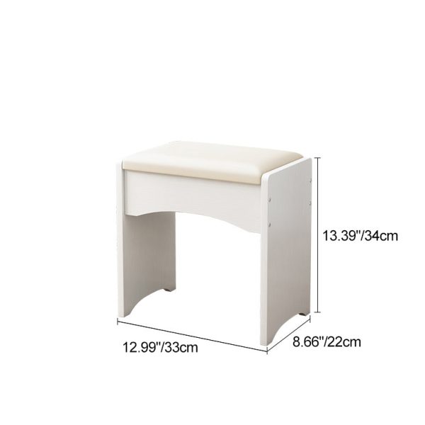 Contemporary Nordic Leather & MDF Arch-Style Rectangular Vanity Stool Backless For Bedroom - Image 7