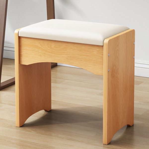 Contemporary Nordic Leather & MDF Arch-Style Rectangular Vanity Stool Backless For Bedroom - Image 5
