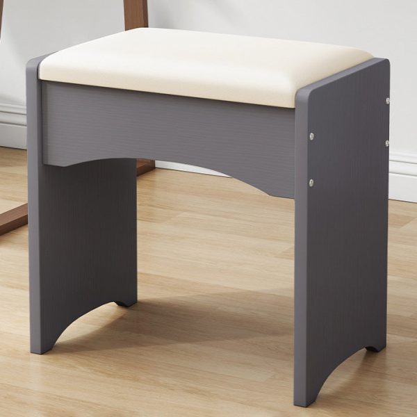 Contemporary Nordic Leather & MDF Arch-Style Rectangular Vanity Stool Backless For Bedroom - Image 2