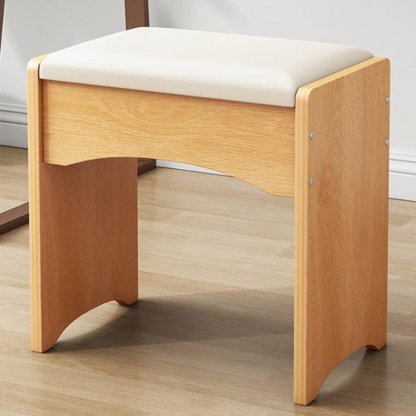 Contemporary Nordic Leather & MDF Arch-Style Rectangular Vanity Stool Backless For Bedroom - Image 3