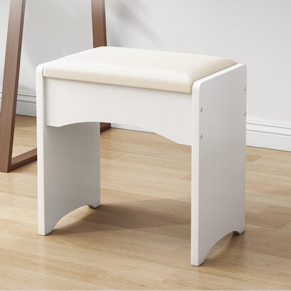 Contemporary Nordic Leather & MDF Arch-Style Rectangular Vanity Stool Backless For Bedroom - Image 4