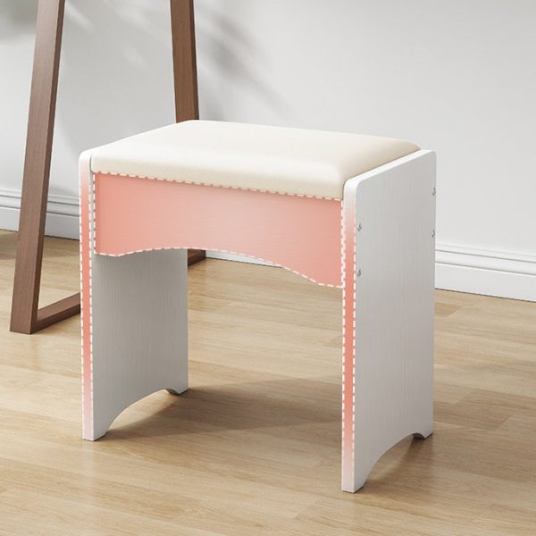 Contemporary Nordic Leather & MDF Arch-Style Rectangular Vanity Stool Backless For Bedroom - Image 8