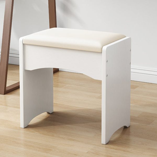 Contemporary Nordic Leather & MDF Arch-Style Rectangular Vanity Stool Backless For Bedroom - Image 11