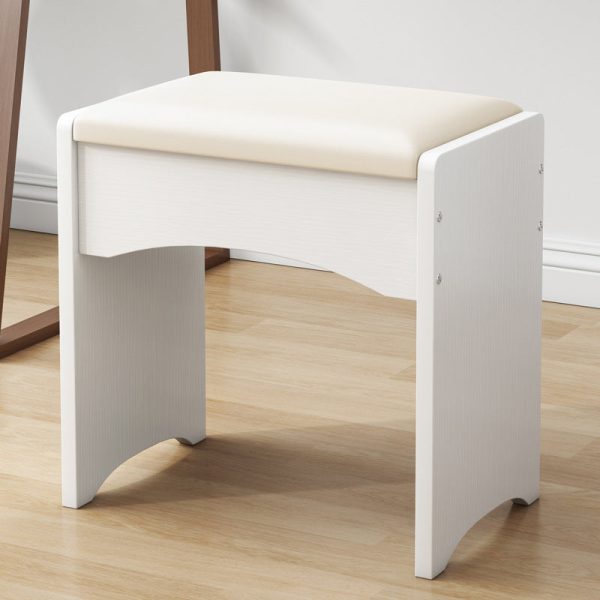Contemporary Nordic Leather & MDF Arch-Style Rectangular Vanity Stool Backless For Bedroom - Image 9