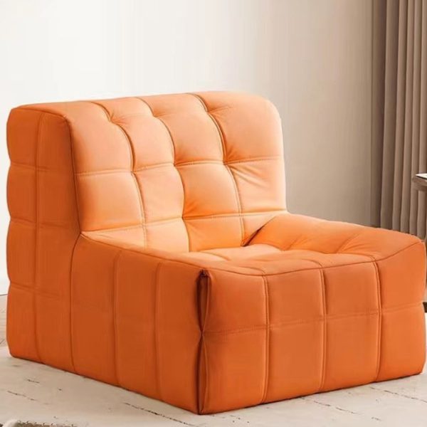 Contemporary Nordic Corduroy Leather Sponge Block-Shaped Accent Chair With Backrest For Living Room And Bedroom - Image 12