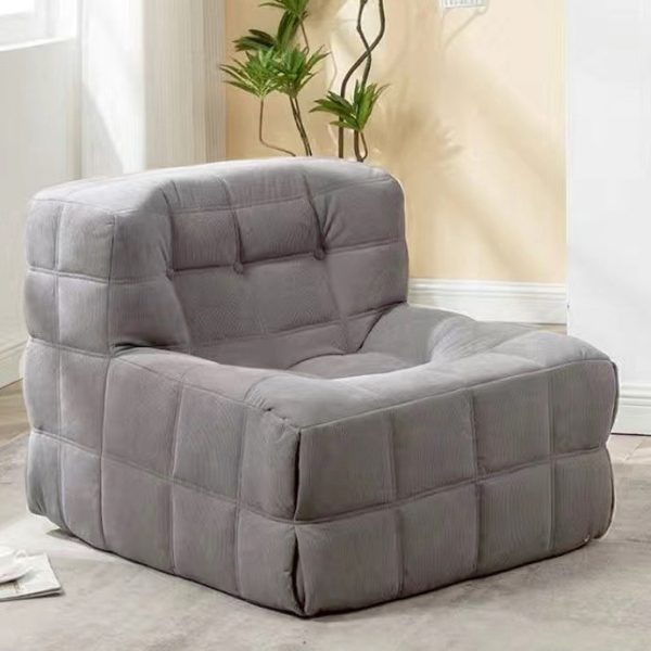 Contemporary Nordic Corduroy Leather Sponge Block-Shaped Accent Chair With Backrest For Living Room And Bedroom - Image 15