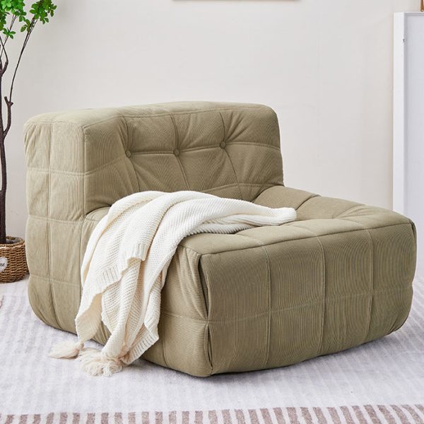 Contemporary Nordic Corduroy Leather Sponge Block-Shaped Accent Chair With Backrest For Living Room And Bedroom - Image 3