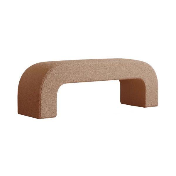 Modern Minimalist Wood Lambswool And Leather Rectangular Bench For Entryway And Living Room - Image 32