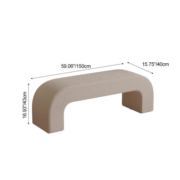 Modern Minimalist Wood Lambswool And Leather Rectangular Bench For Entryway And Living Room - Image 11