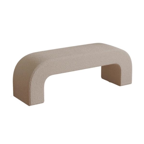 Modern Minimalist Wood Lambswool And Leather Rectangular Bench For Entryway And Living Room - Image 34