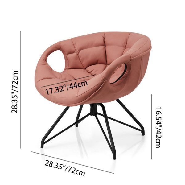 Contemporary Nordic Tech Fabric & Iron Round Accent Chair With Backrest Armrest For Living Room - Image 6