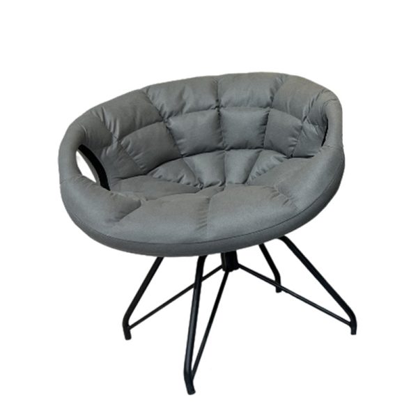 Contemporary Nordic Tech Fabric & Iron Round Accent Chair With Backrest Armrest For Living Room - Image 13