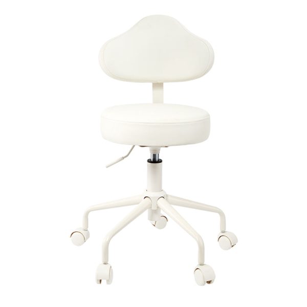 Contemporary Nordic Leather & Metal Cloud-Shaped Round Swivel Vanity Stool Backrest For Bedroom & Home Office - Image 12