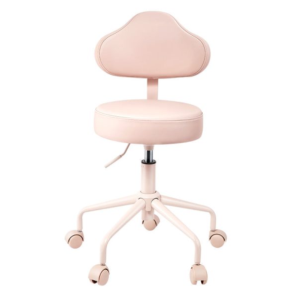 Contemporary Nordic Leather & Metal Cloud-Shaped Round Swivel Vanity Stool Backrest For Bedroom & Home Office - Image 14