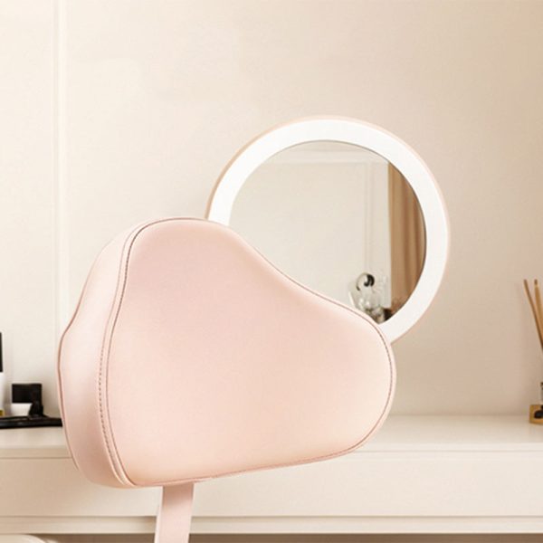 Contemporary Nordic Leather & Metal Cloud-Shaped Round Swivel Vanity Stool Backrest For Bedroom & Home Office - Image 8
