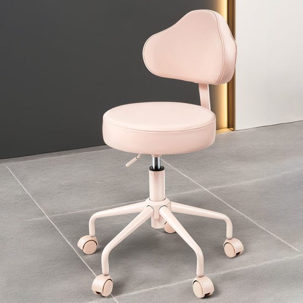 Contemporary Nordic Leather & Metal Cloud-Shaped Round Swivel Vanity Stool Backrest For Bedroom & Home Office - Image 4
