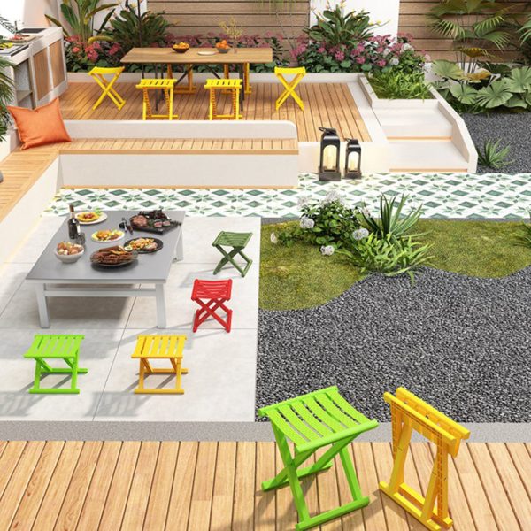 Contemporary Industrial PP TPE Square Foldable Camping Low Stool Portable For Outdoor And Living Room - Image 3